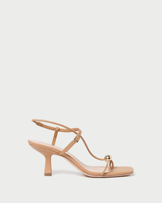 Women Loeffler Randall Triana Dune Leather Mid-Heel Sandal