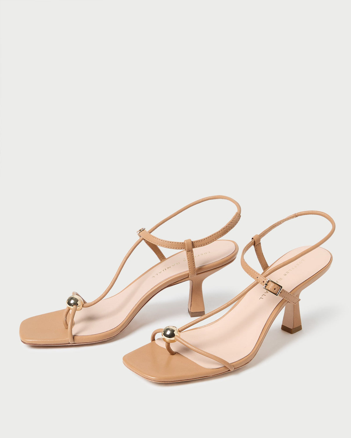 Women Loeffler Randall Triana Dune Leather Mid-Heel Sandal