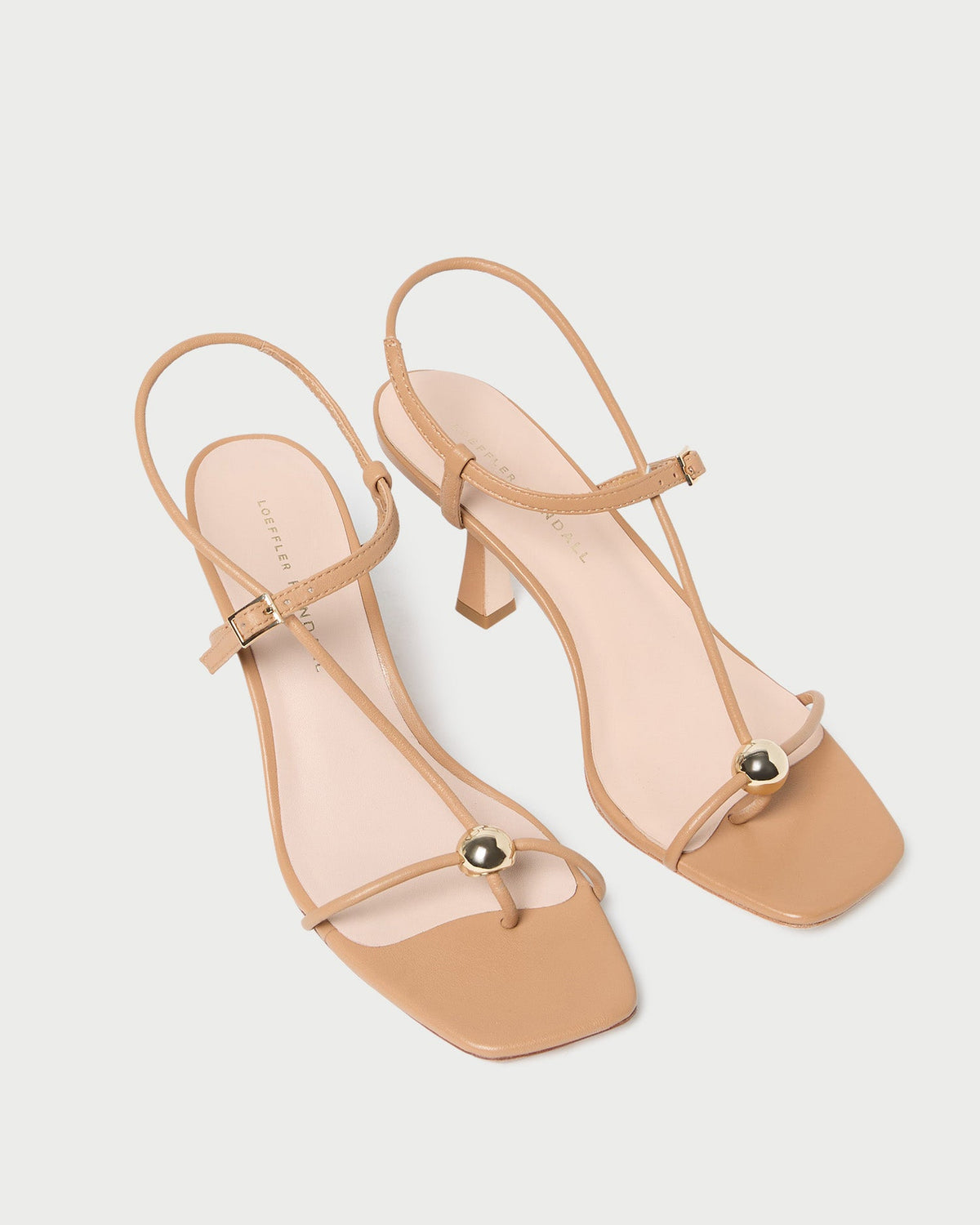 Women Loeffler Randall Triana Dune Leather Mid-Heel Sandal
