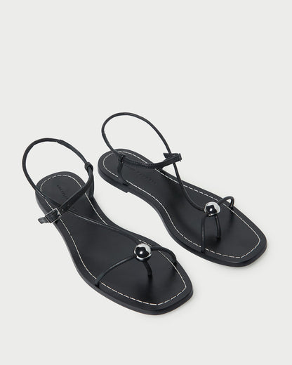 Women Loeffler Randall Lara Black Leather Sandal