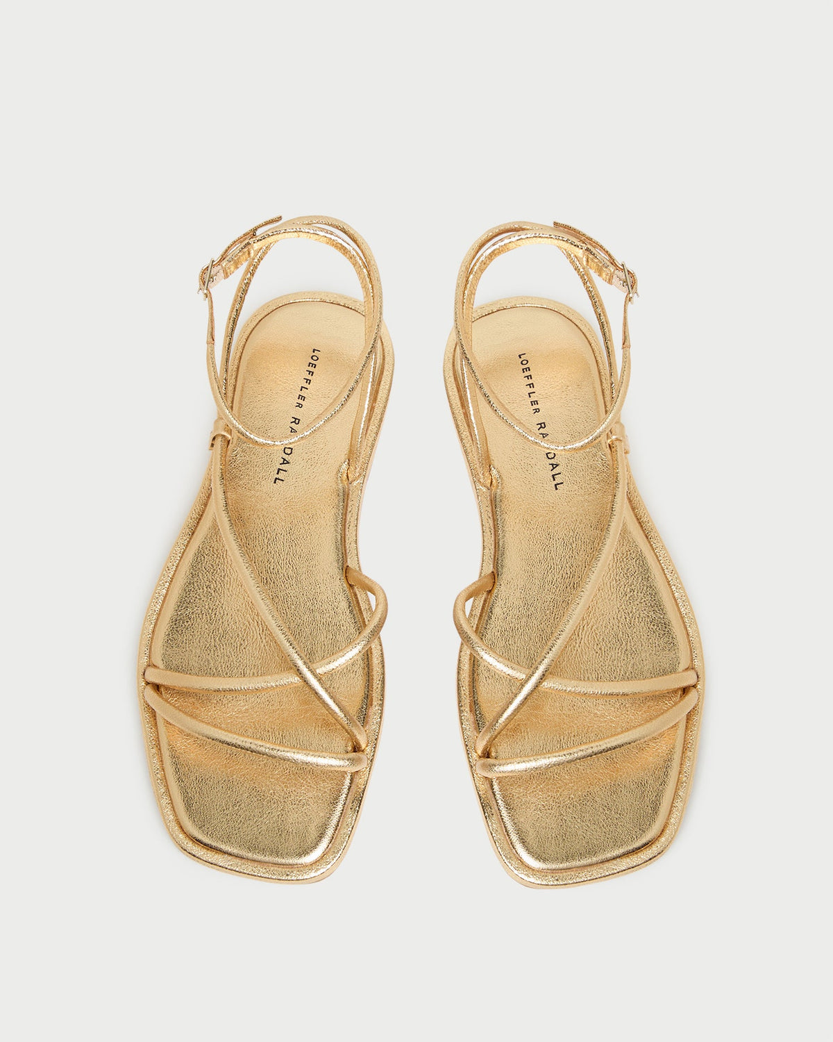 Women Loeffler Randall Noor Gold Leather Flat Sandal
