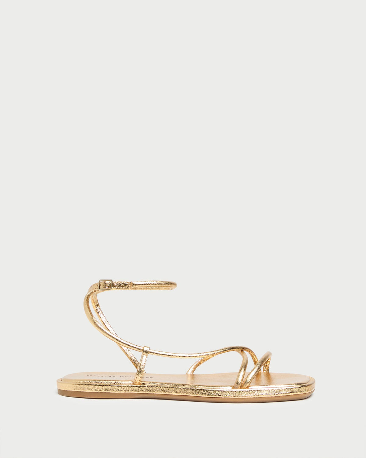 Women Loeffler Randall Noor Gold Leather Flat Sandal