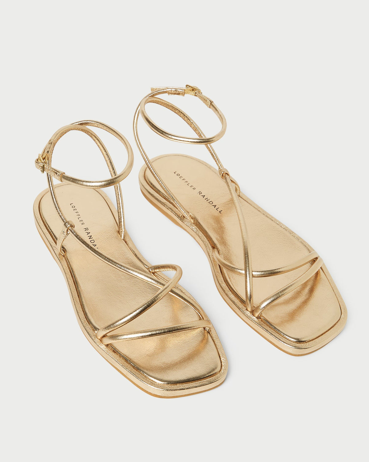 Women Loeffler Randall Noor Gold Leather Flat Sandal