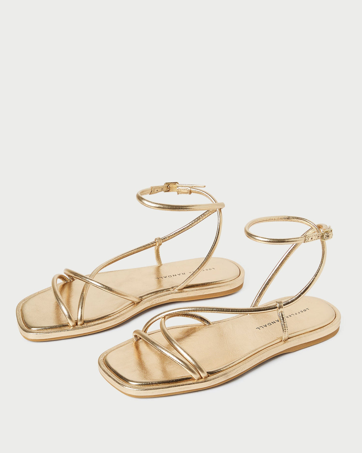Women Loeffler Randall Noor Gold Leather Flat Sandal