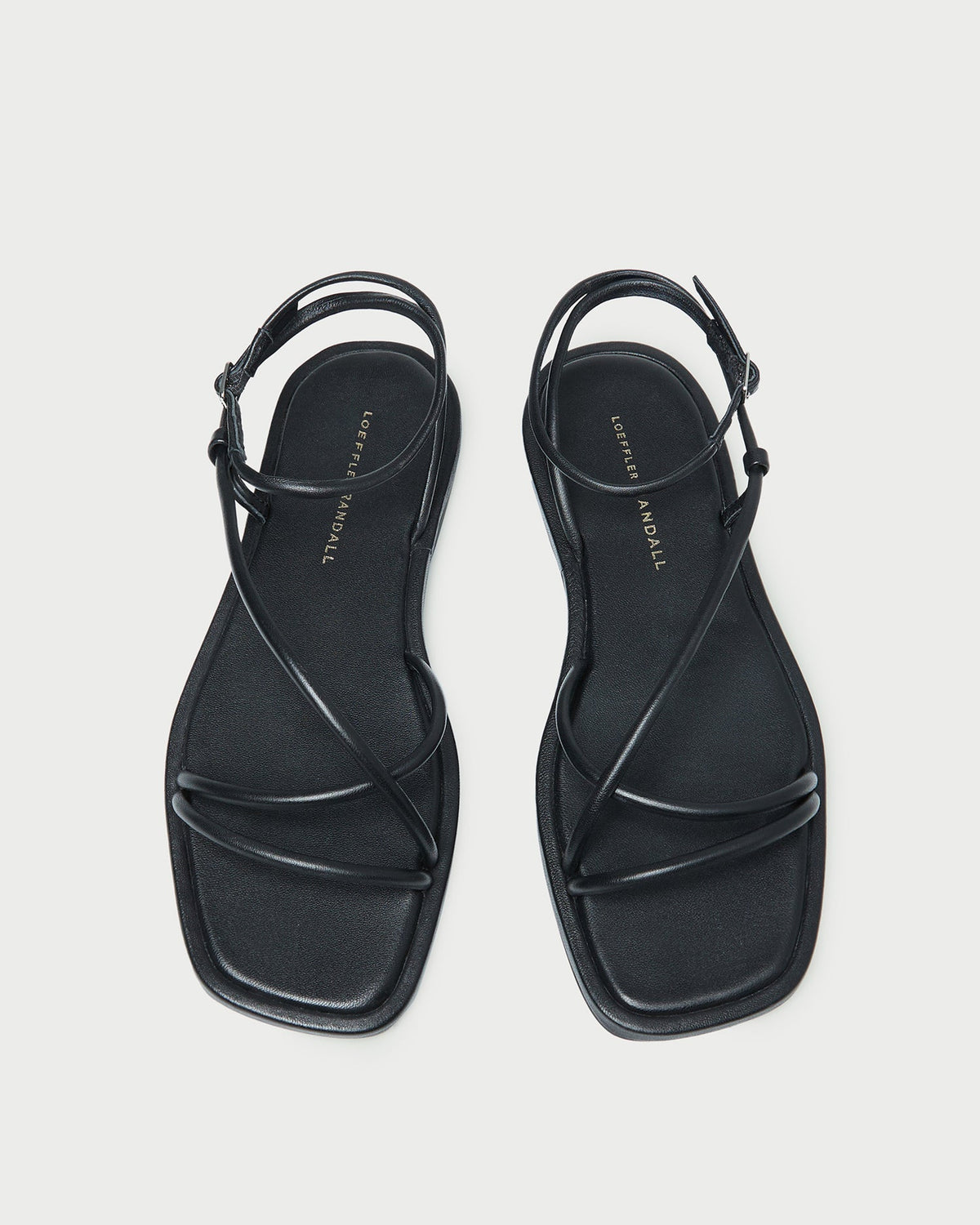 Women Loeffler Randall Noor Black Leather Flat Sandal