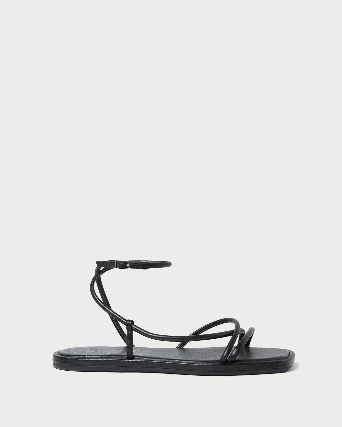 Women Loeffler Randall Noor Black Leather Flat Sandal