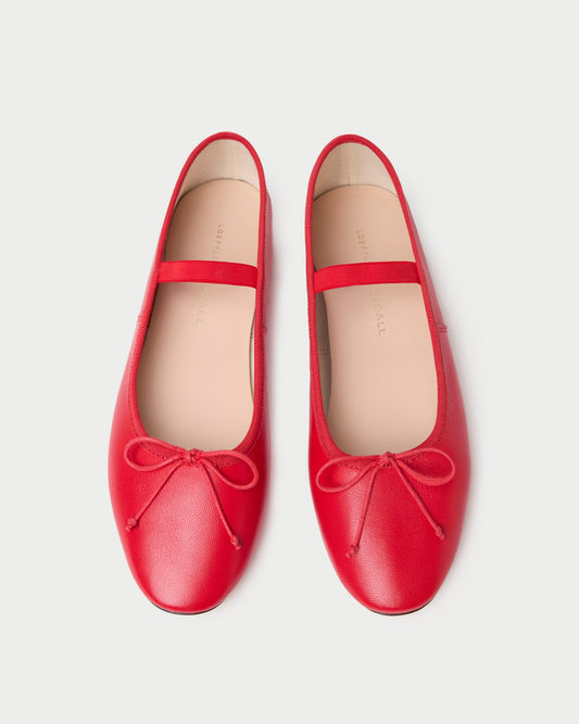 Women Loeffler Randall Leonie Red Leather Ballet Flat
