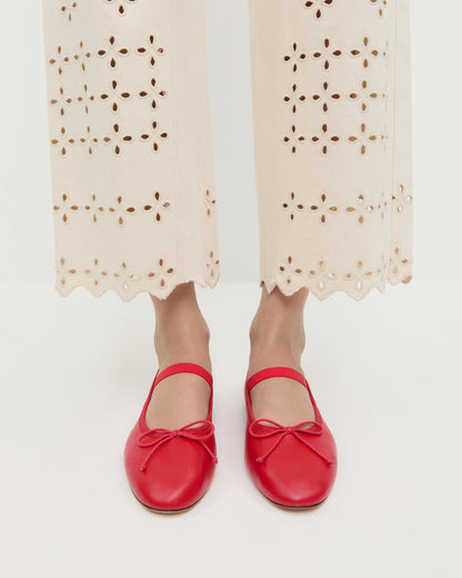 Women Loeffler Randall Leonie Red Leather Ballet Flat