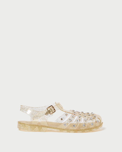 Women Loeffler Randall Rhys Champagne Glitter Jelly Sandal