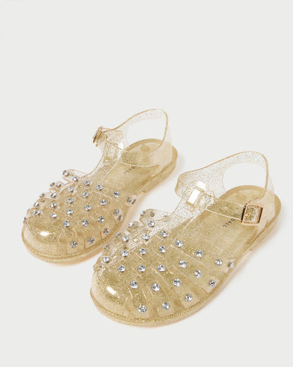Women Loeffler Randall Rhys Champagne Glitter Jelly Sandal