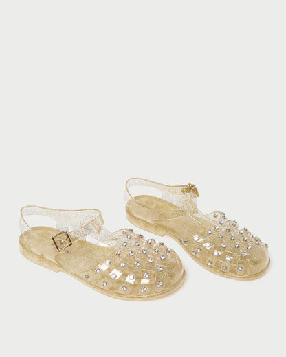 Women Loeffler Randall Rhys Champagne Glitter Jelly Sandal