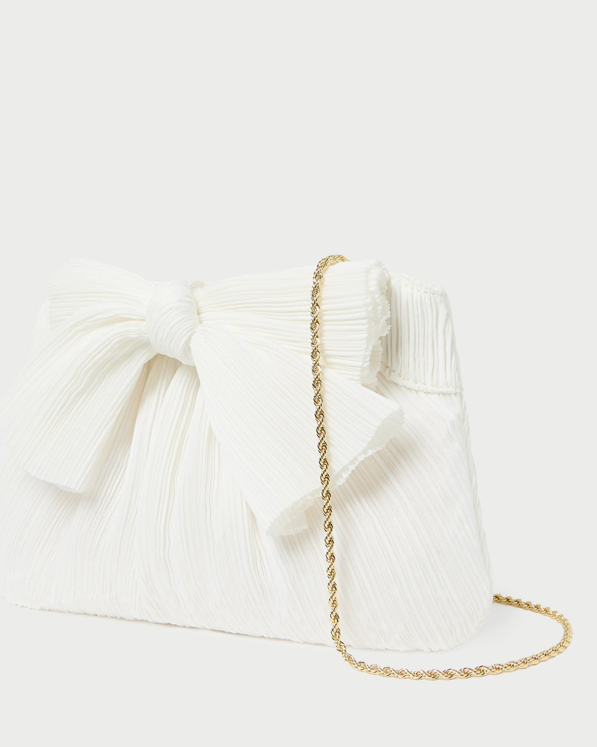 Women Loeffler Randall Rayne White Pleated Bow Clutch
