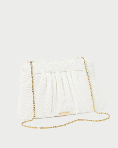 Women Loeffler Randall Rayne White Pleated Bow Clutch