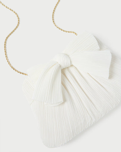 Women Loeffler Randall Rayne White Pleated Bow Clutch