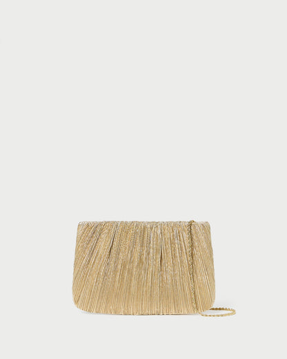 Women Loeffler Randall Brit Gold Lamé Pleated Clutch