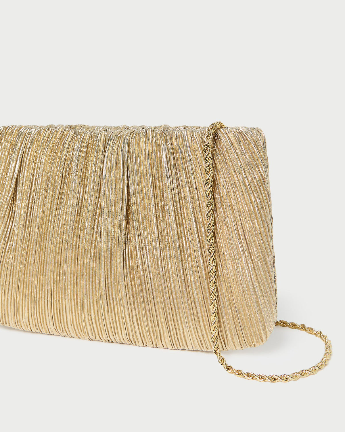 Women Loeffler Randall Brit Gold Lamé Pleated Clutch