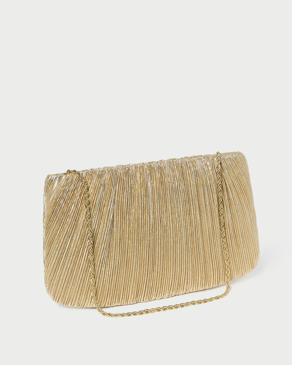 Women Loeffler Randall Brit Gold Lamé Pleated Clutch