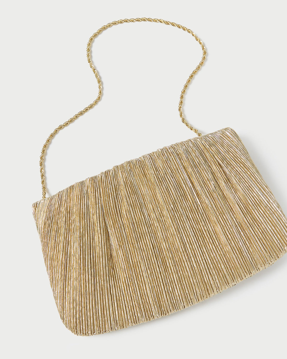 Women Loeffler Randall Brit Gold Lamé Pleated Clutch
