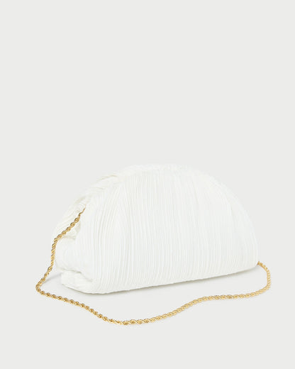 Women Loeffler Randall Bailey White Pleated Dome Clutch