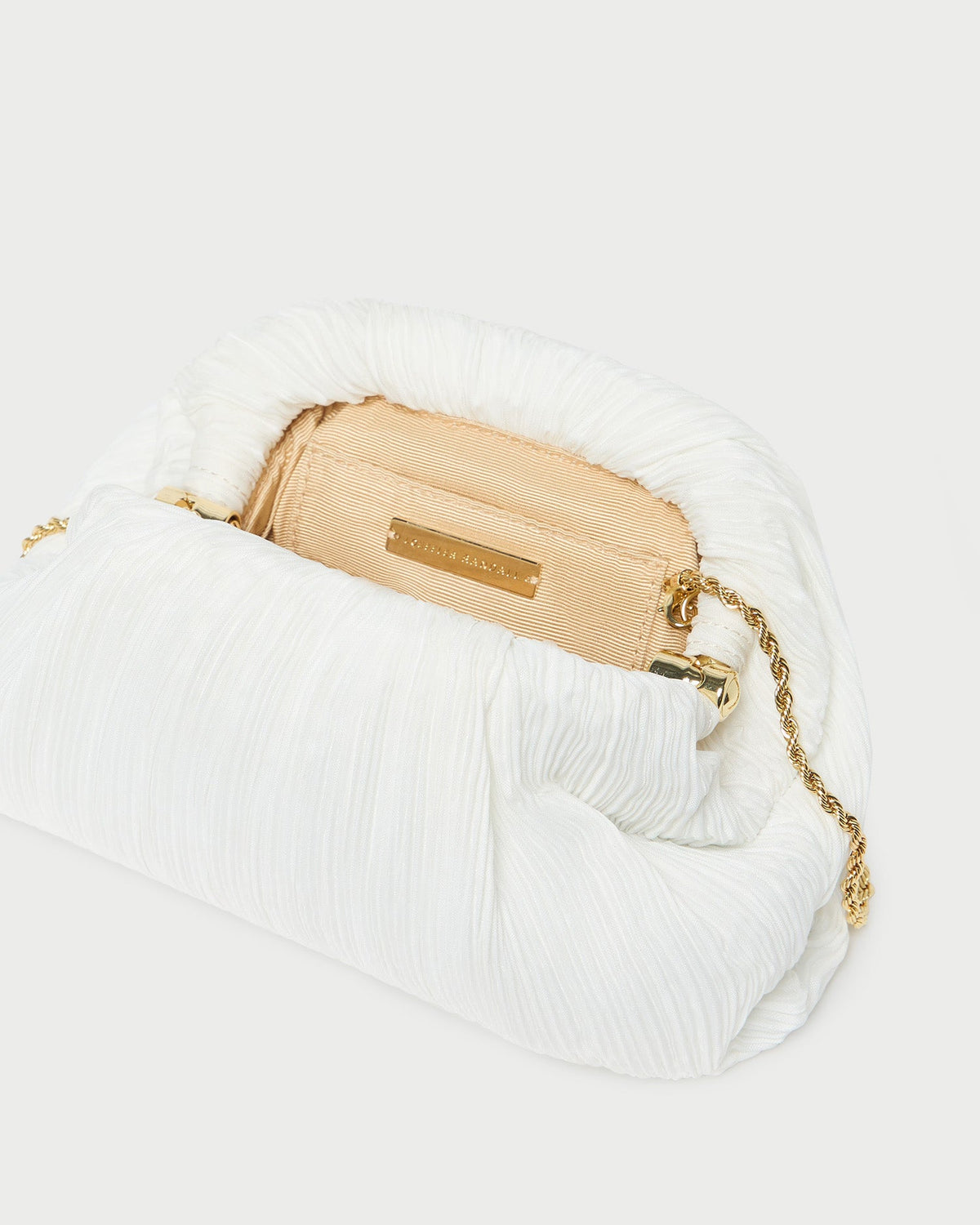 Women Loeffler Randall Bailey White Pleated Dome Clutch