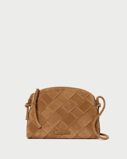Women Loeffler Randall Mallory Toffee Woven Suede Crossbody