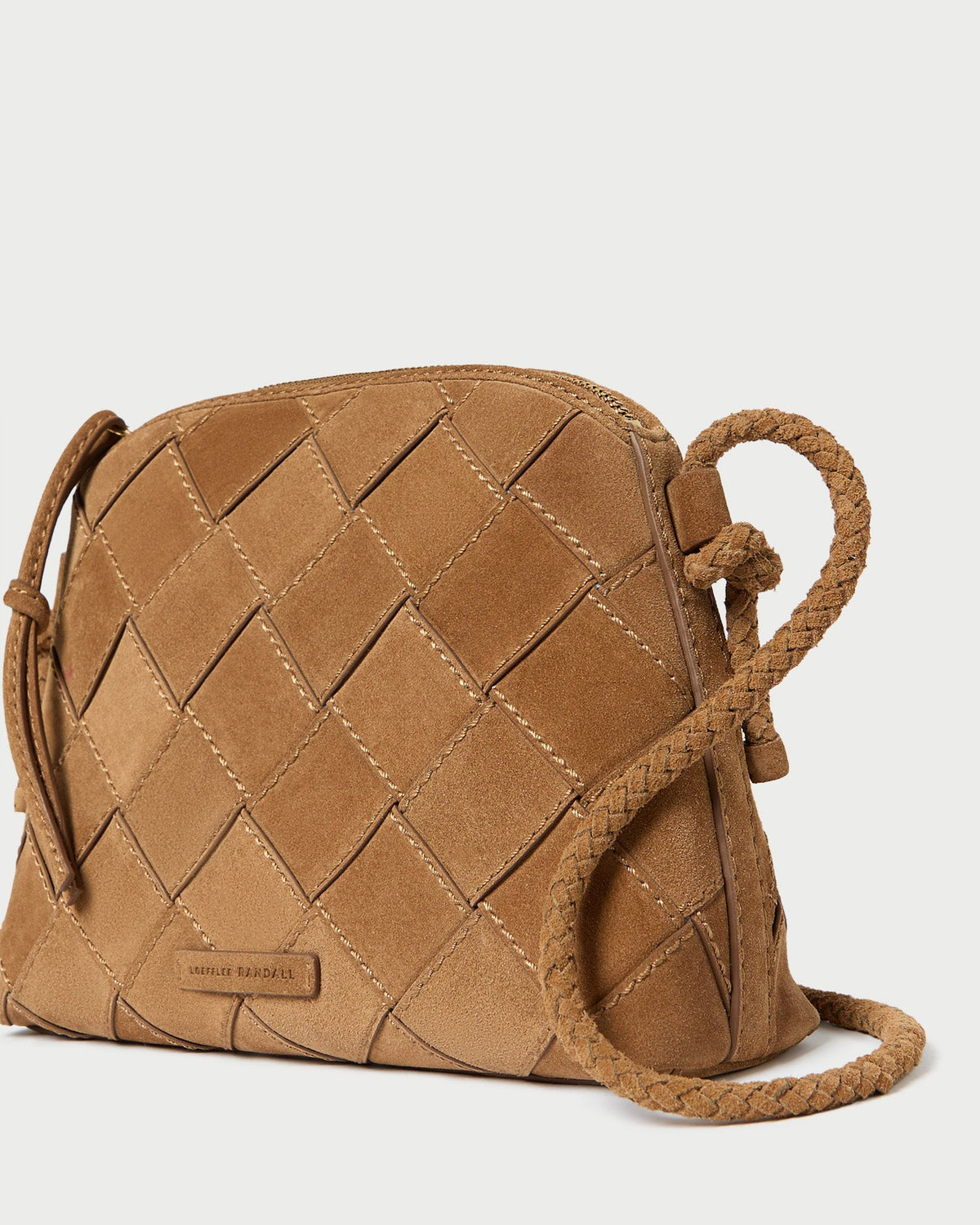 Women Loeffler Randall Mallory Toffee Woven Suede Crossbody