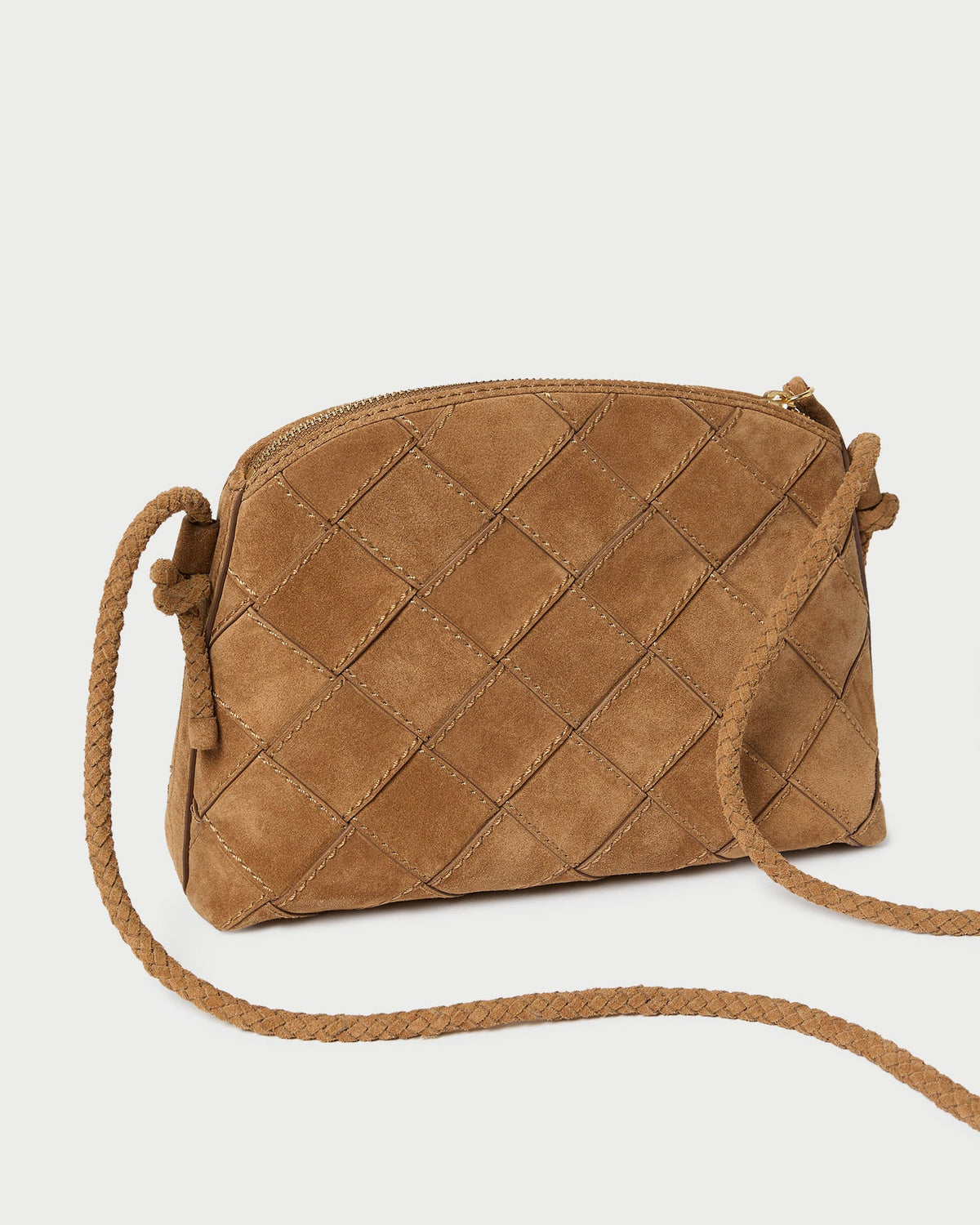 Women Loeffler Randall Mallory Toffee Woven Suede Crossbody