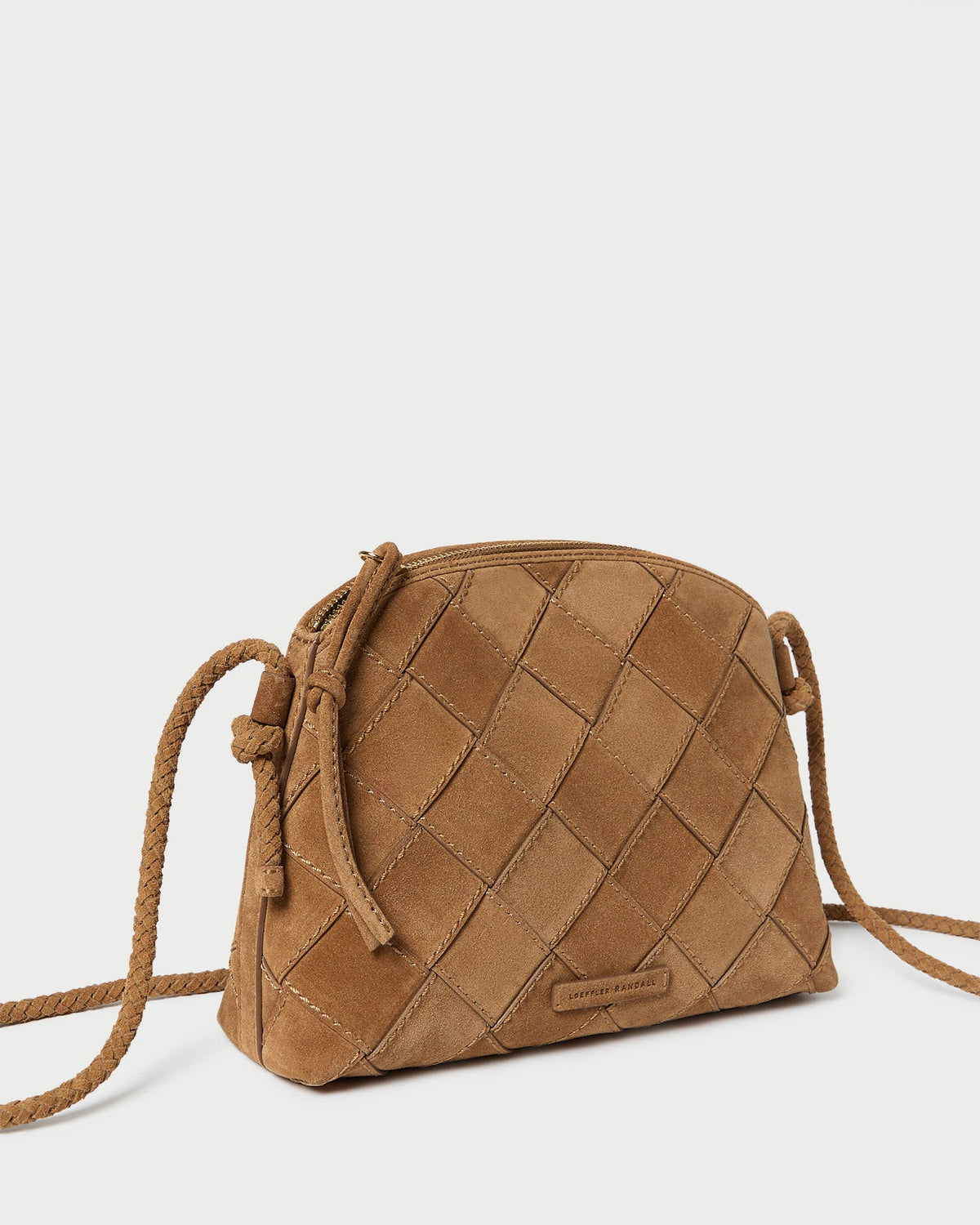 Women Loeffler Randall Mallory Toffee Woven Suede Crossbody
