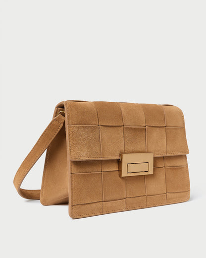 Women Loeffler Randall Delphine Toffee Suede Shoulder Bag
