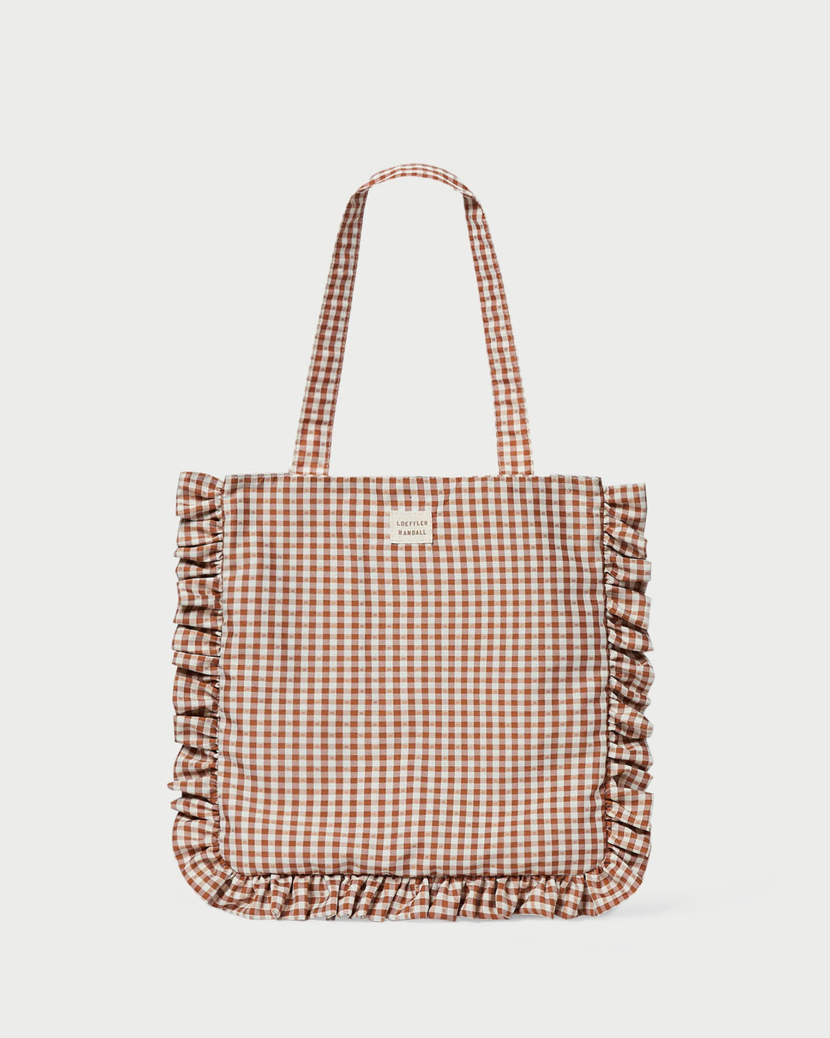 Women Loeffler Randall Justine Brown Gingham Ruffle Tote
