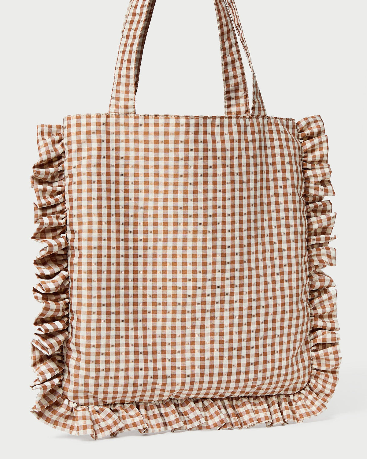 Women Loeffler Randall Justine Brown Gingham Ruffle Tote