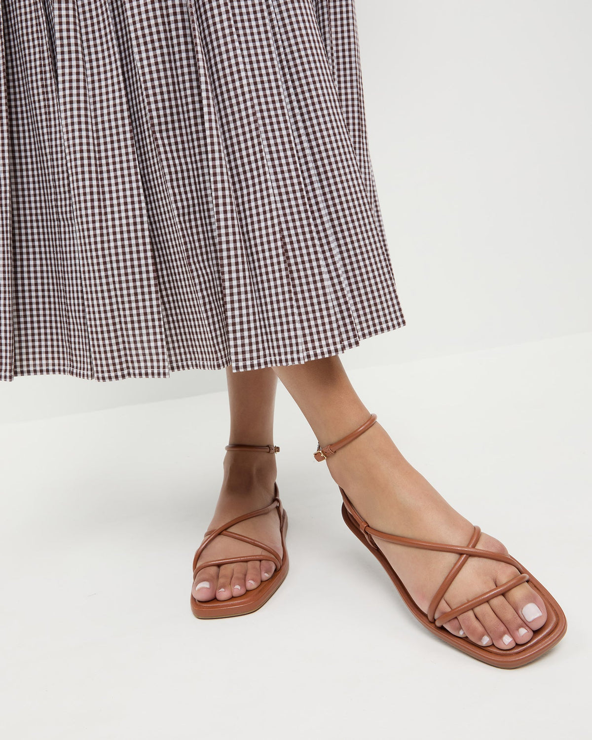 Women Loeffler Randall Noor Timber Leather Flat Sandal
