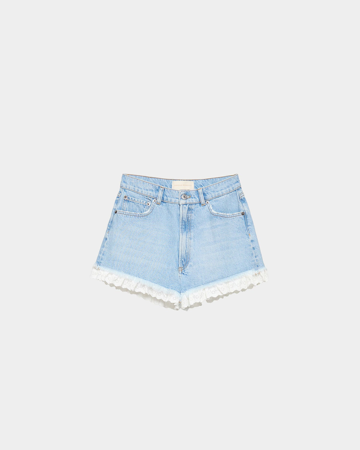 Women Loeffler Randall Kay Lace-Trimmed Denim Shorts