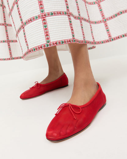 Women Loeffler Randall Landon Red Mesh Ballet Flat
