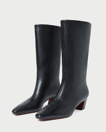 Women Loeffler Randall Cleo Black Leather Mid-Calf Boot