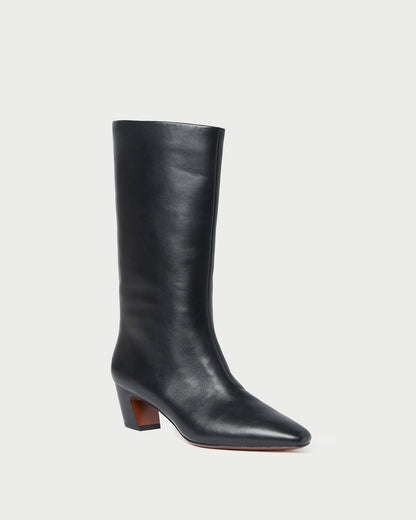 Women Loeffler Randall Cleo Black Leather Mid-Calf Boot