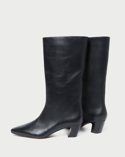 Women Loeffler Randall Cleo Black Leather Mid-Calf Boot