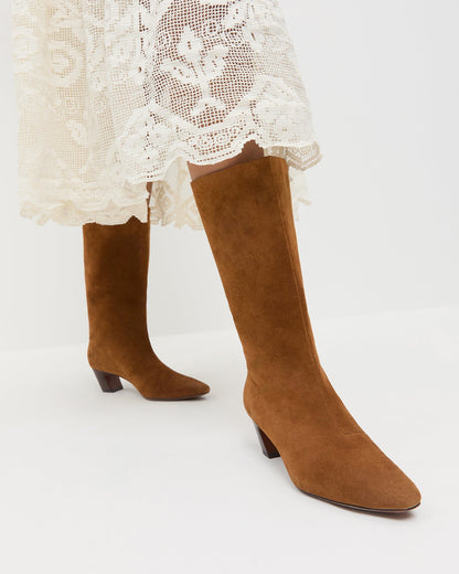 Women Loeffler Randall Cleo Cacao Suede Mid-Calf Boot