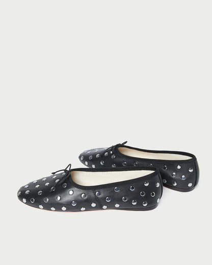 Women Loeffler Randall Landon Black/Silver Ballet Flat