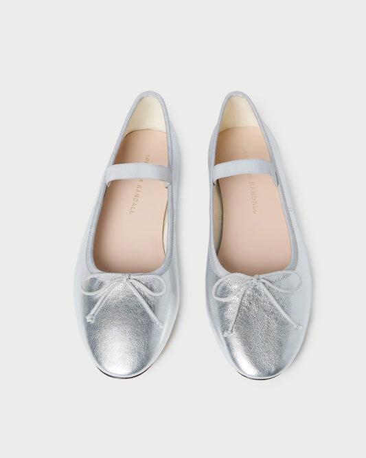 Women Loeffler Randall Leonie Silver Leather Ballet Flat