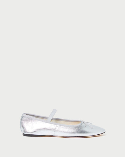 Women Loeffler Randall Leonie Silver Leather Ballet Flat