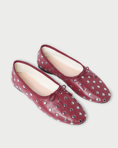 Women Loeffler Randall Landon Wine/Silver Ballet Flat
