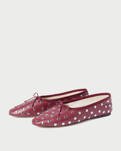 Women Loeffler Randall Landon Wine/Silver Ballet Flat