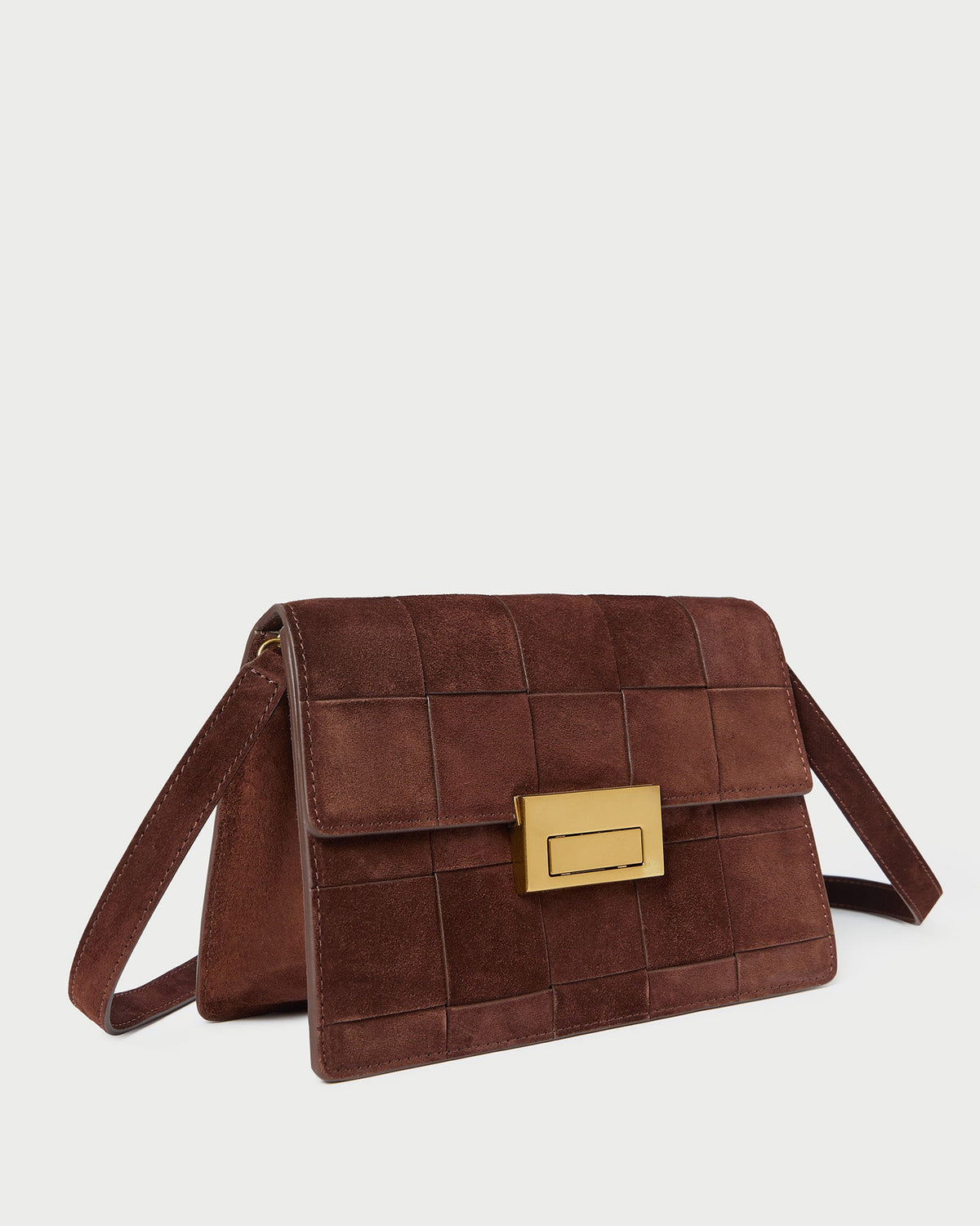 Women Loeffler Randall Delphine Espresso Suede Shoulder Bag