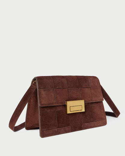 Women Loeffler Randall Delphine Espresso Suede Shoulder Bag