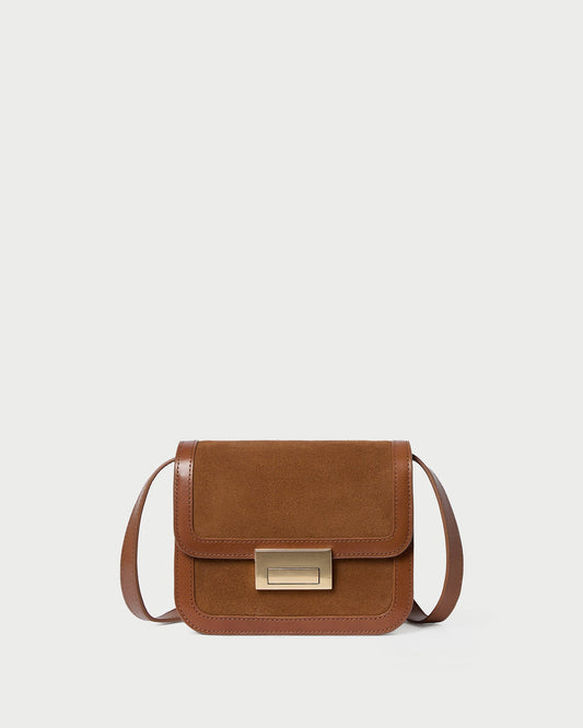 Women Loeffler Randall Desi Cacao Suede/Leather Crossbody