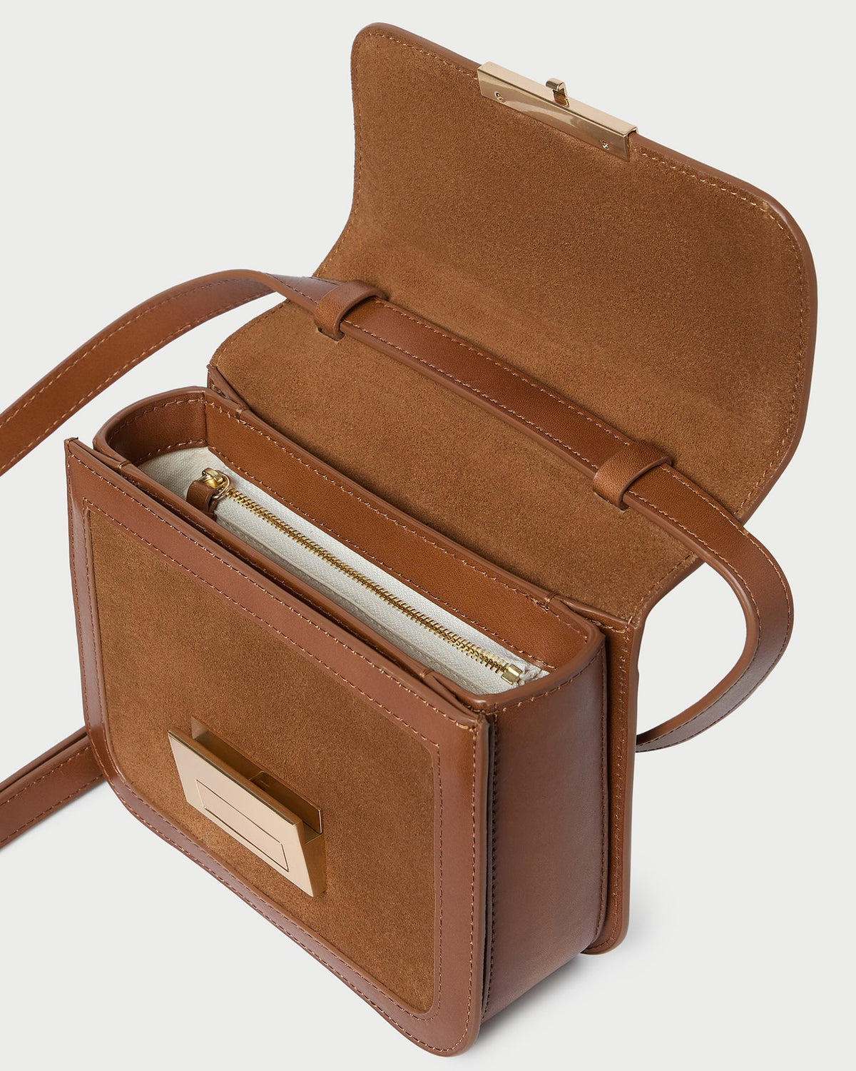 Women Loeffler Randall Desi Cacao Suede/Leather Crossbody