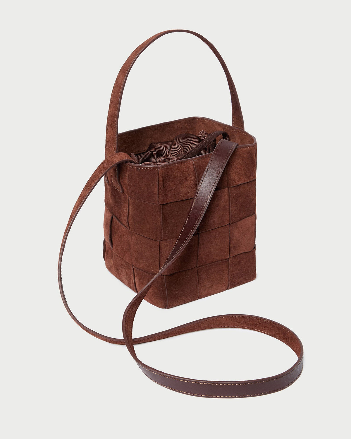 Women Loeffler Randall Laith Espresso Suede Bucket Bag