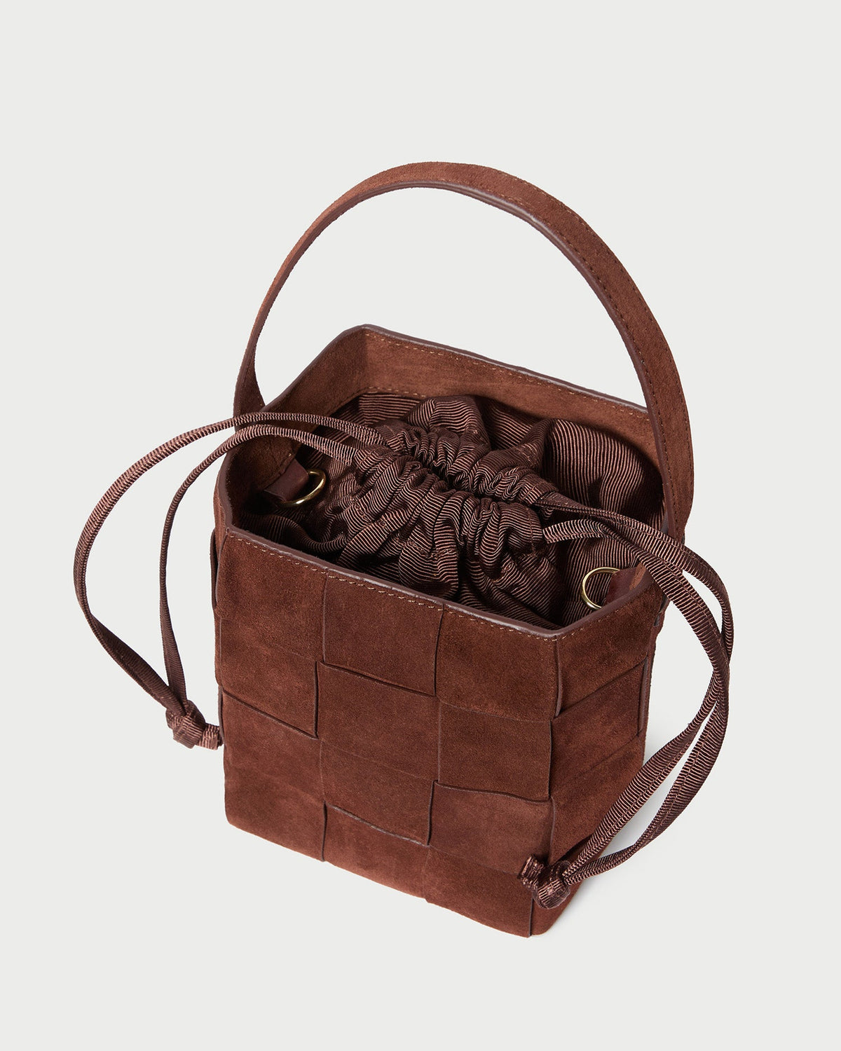 Women Loeffler Randall Laith Espresso Suede Bucket Bag