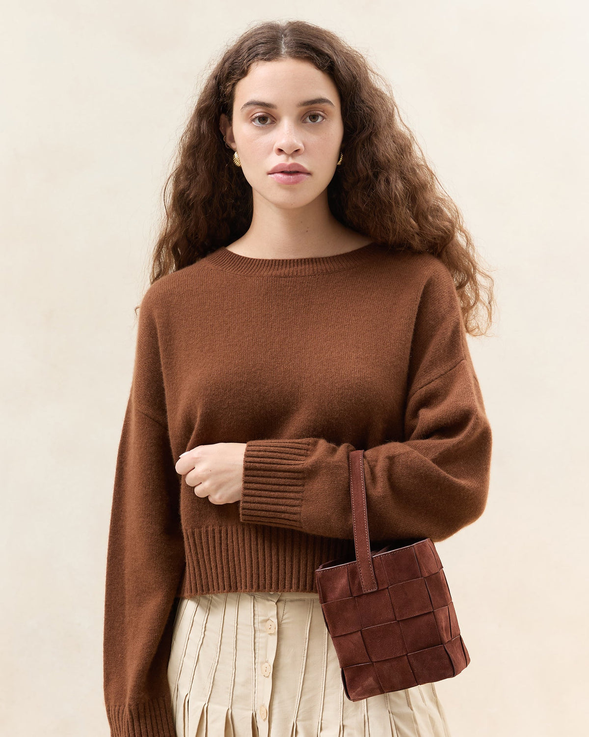 Women Loeffler Randall Laith Espresso Suede Bucket Bag